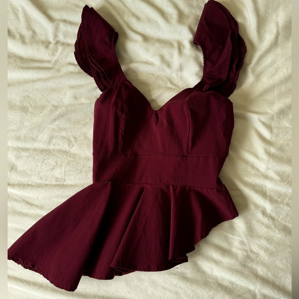 wine red blouse